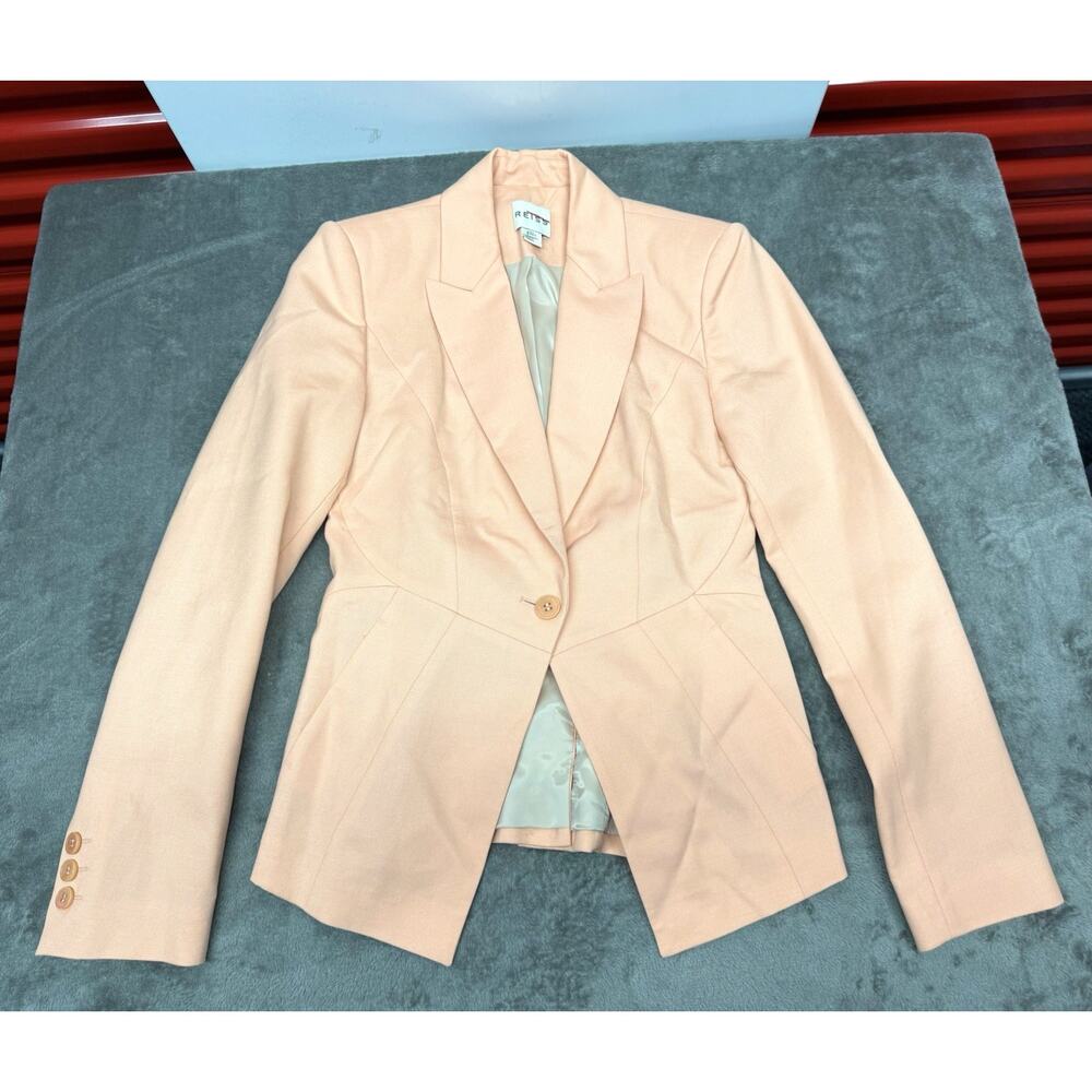 Reiss Santor Peach Wool Blend Seamed One Button Blazer US 2 - Picture 6 of 11